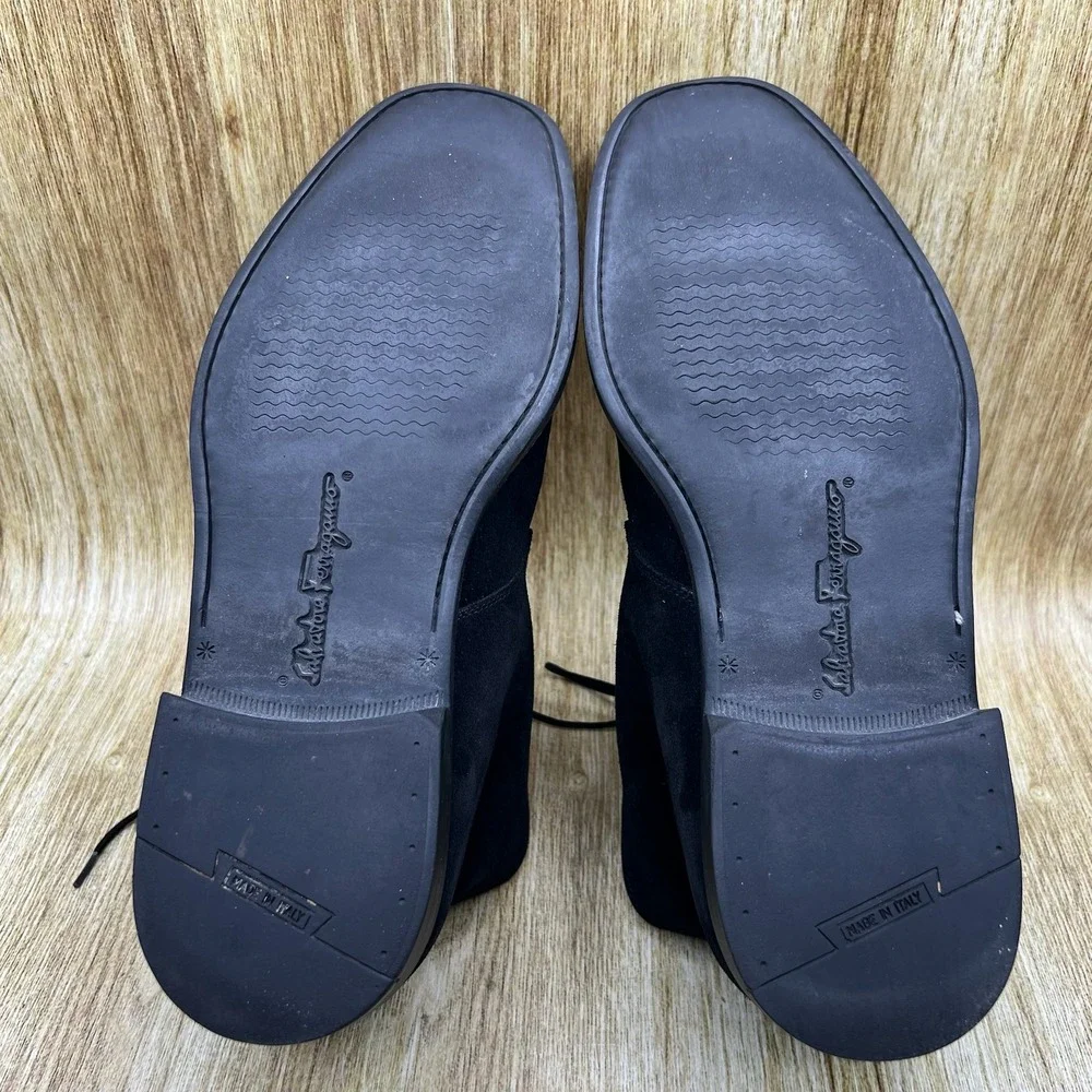 Salvatore Ferragamo Studio Chukka Boots Men's Size 9.5 EEE Black Suede Shoes